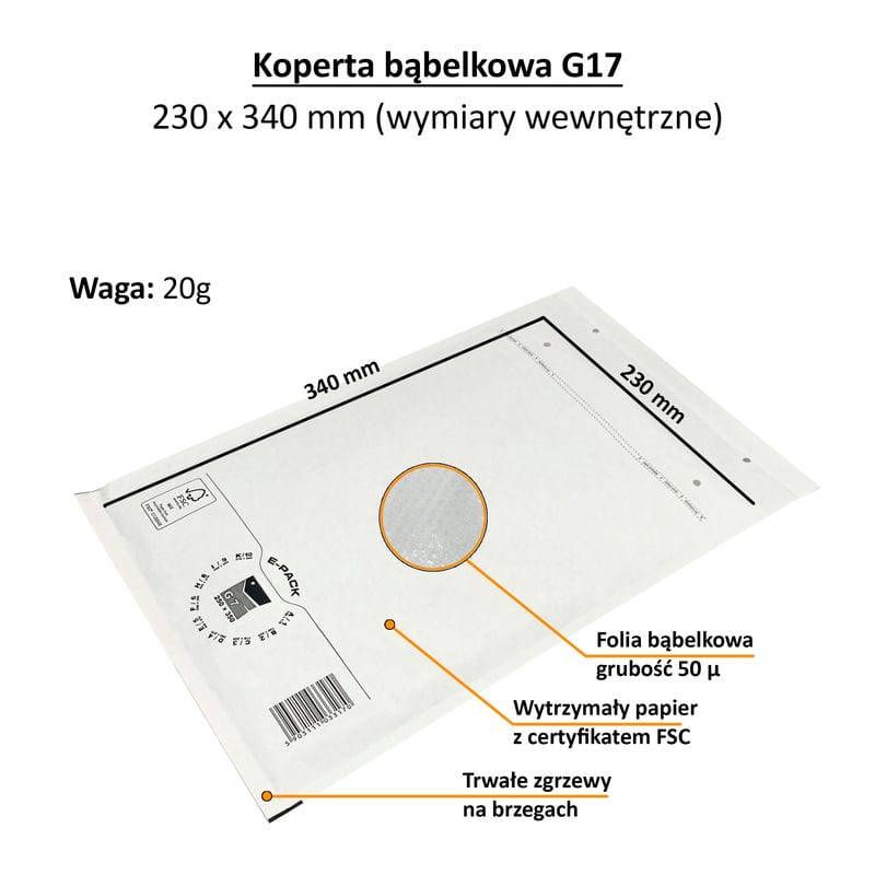 G17 Bubble kirjekuori 250 x 350 mm valkoinen - Image 4
