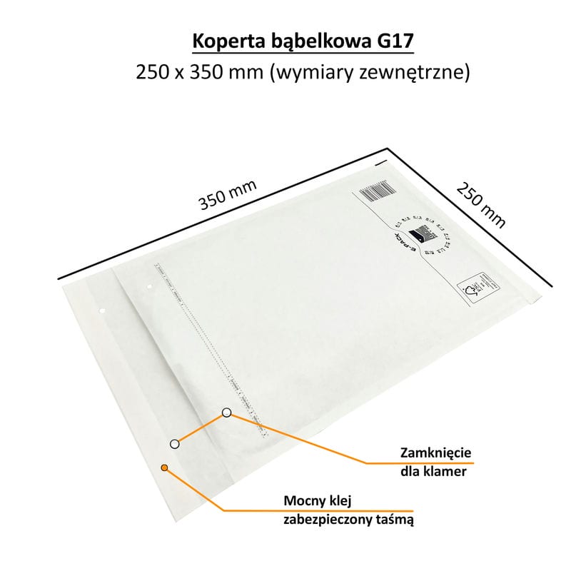 G17 Bubble kirjekuori 250 x 350 mm valkoinen - Image 5